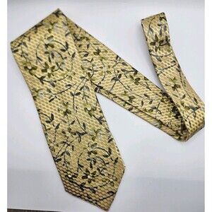 Ermenegildo Zegna Yellow Floral Geometric Embroidered Tie 58.25X 3. 75"
